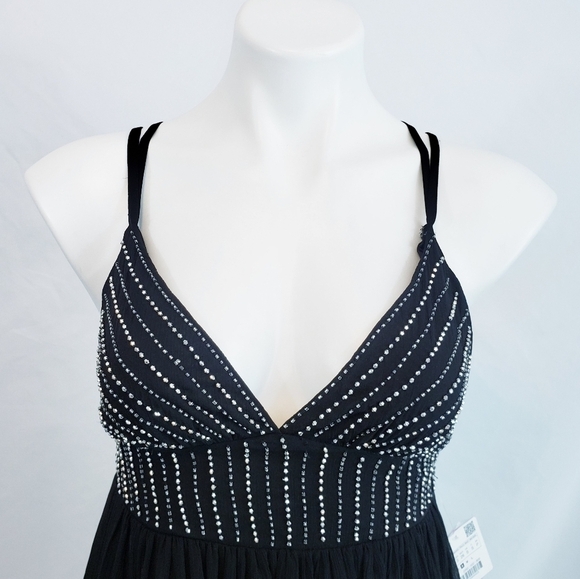 NWT Zara Little Black Dress Beaded Bodice Mini A-line Cocktail - Picture 3 of 16